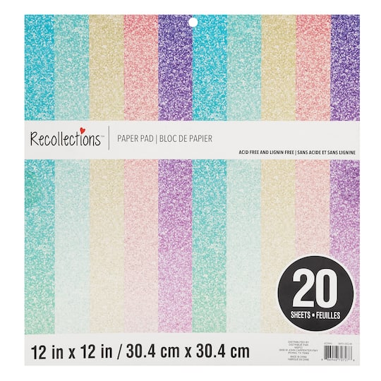 Signature&#x2122; Ombre Glitter Paper Pad by Recollections&#xAE;, 12&#x22; x 12&#x22;